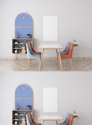 北欧简约风格休闲餐桌样机设计图片