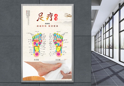 中国风足疗按摩养生文化海报图片