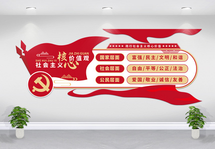 社会主义核心价值观展板党建风文化墙高清图片