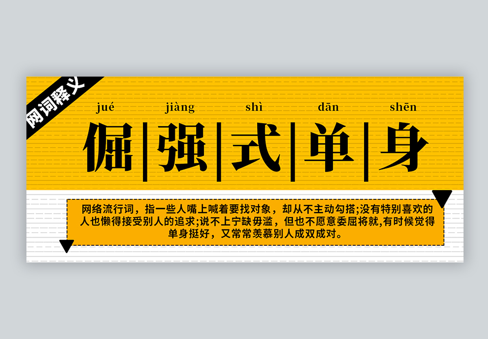 倔强式单身互联网词语解析公众号封面配图模板