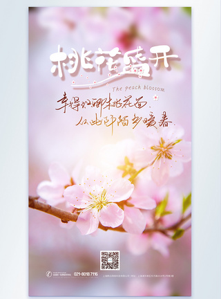 春季旅游宣传海报三月桃花开摄影图海报模板