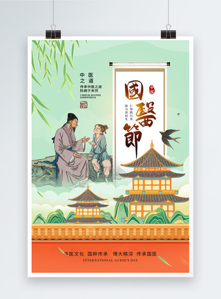 国潮风时尚大气中国国医节海报图片