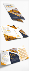 蓝橙色金融理财宣传折页设计图片