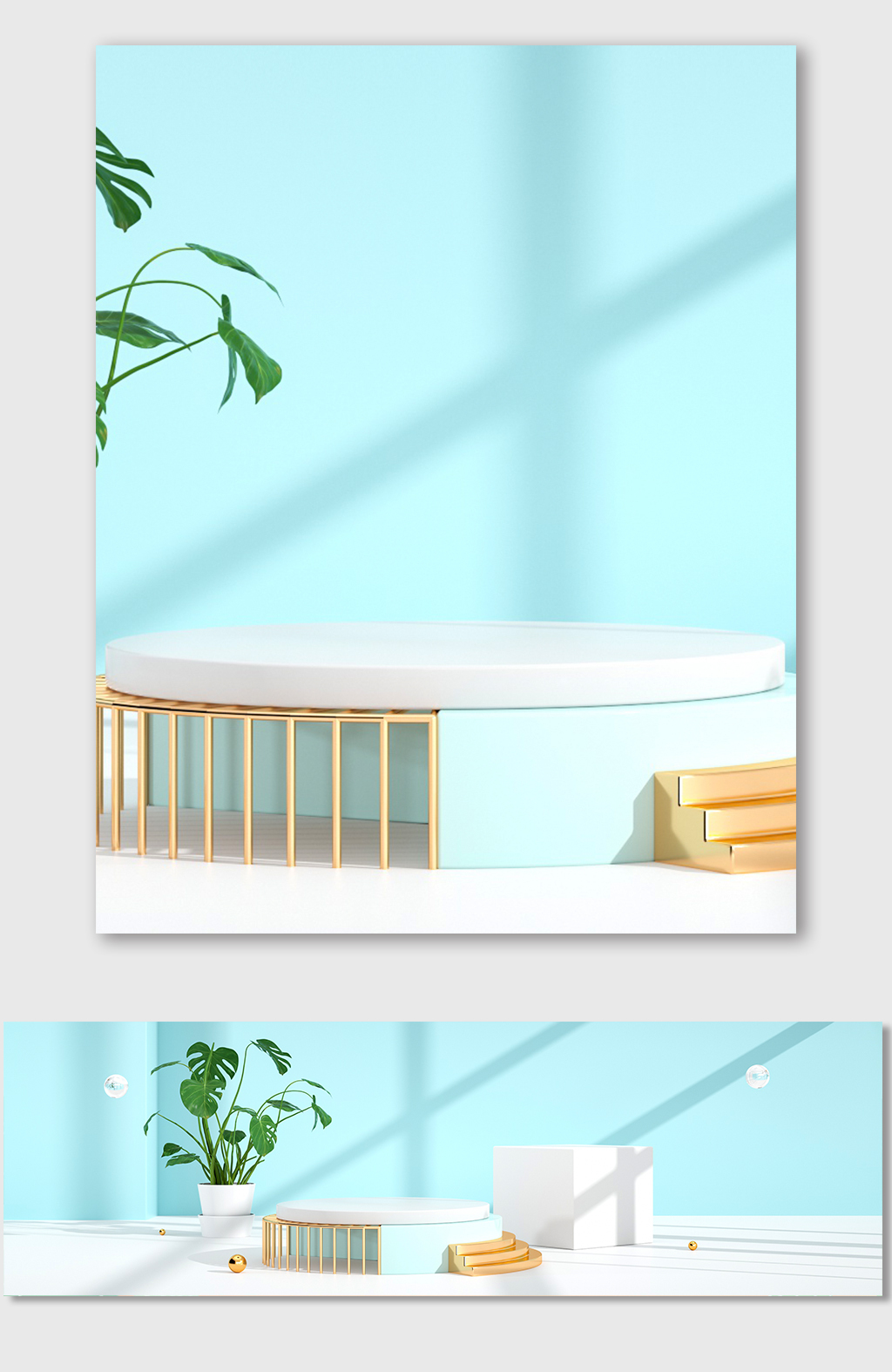 大学生电商c4d夏日微粒体日常简约电商海报背景模板