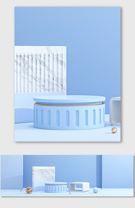 蓝色c4d简约风日常海报背景图片