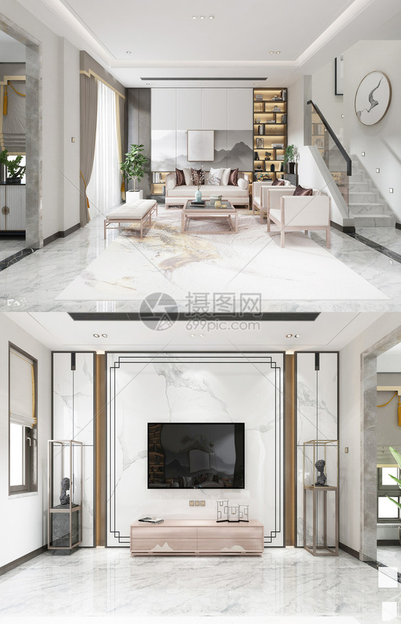 新中式家居效果图设计图片