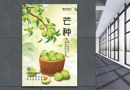 清新夏日二十四节气之芒种海报设计图片