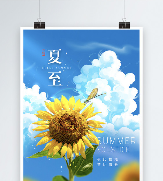 大气简约夏至节气海报图片