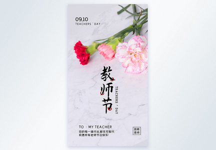 教师节献花摄影图海报图片