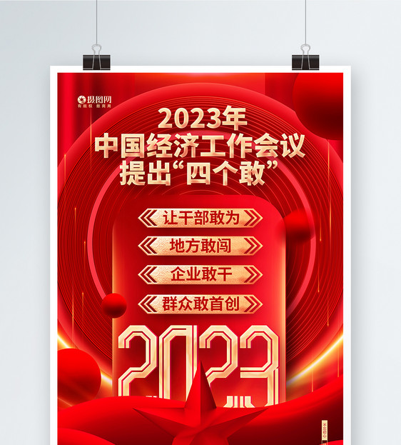 2023年中国经济四个敢宣传海报图片