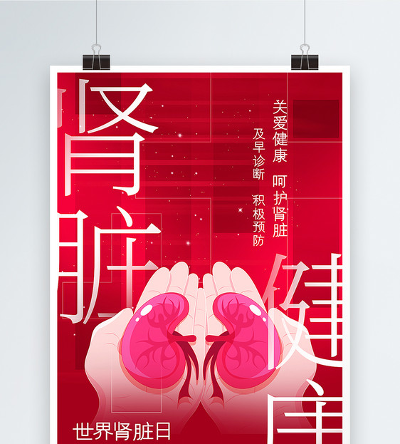 红色世界肾脏日海报图片