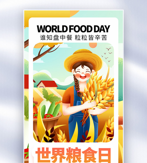 世界粮食日公益宣传全屏海报图片