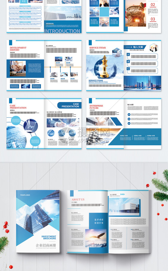 大气蓝色企业招商画册图片