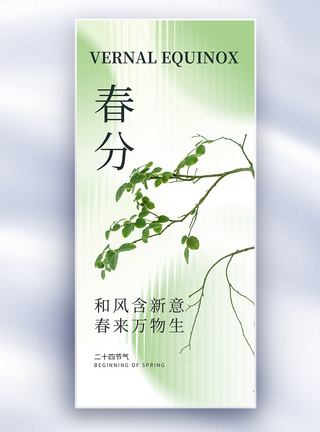 节气春分海报春分节气创意长屏海报模板