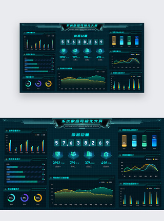 与数据UI设计web端大屏后台系统数据可视化网页模板