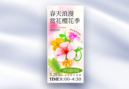 渐变弥撒风赏花油菜花长屏海报图片