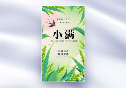 小满节气简约创意全屏海报高清图片