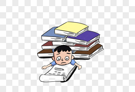 被书压垮的孩子图片素材