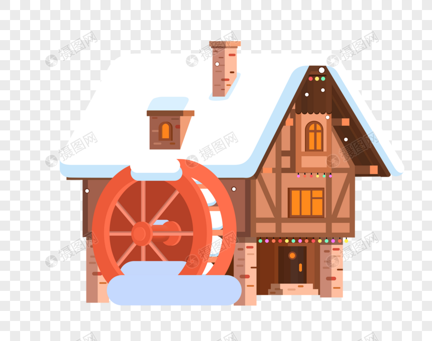 雪中房子图片