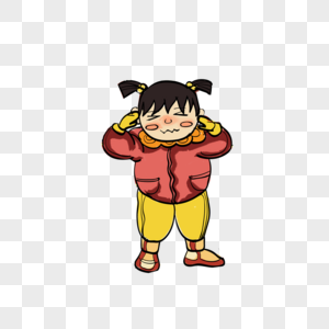 女孩橘子捂耳朵的人素材