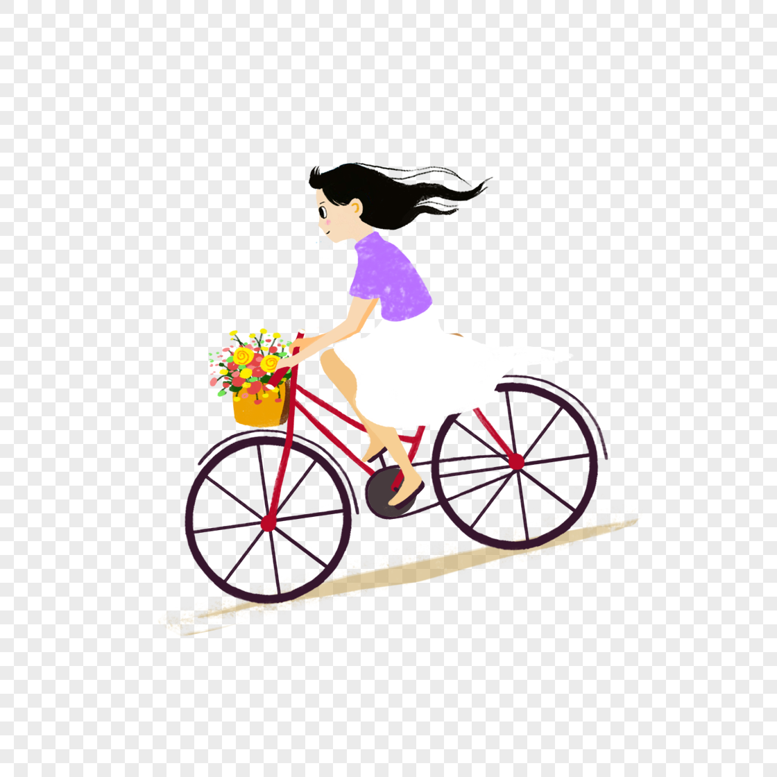 手绘/卡通元素 骑车女孩.png