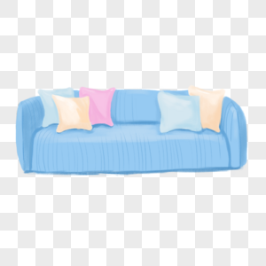 蓝色的沙发靠垫素材ps高清图片