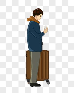 背影行李箱出行的人素材