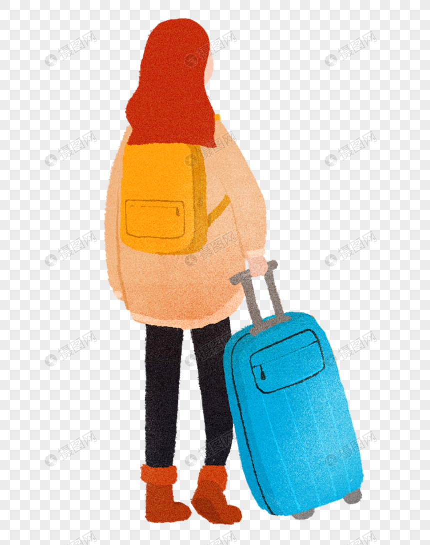 拉着行李的女孩