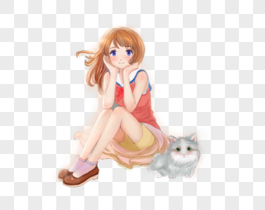 卡通人物头像坐着的女孩素材