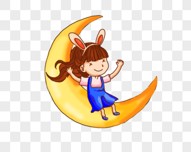 月亮上女孩的图片