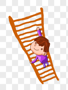 爬梯子的小男孩图片