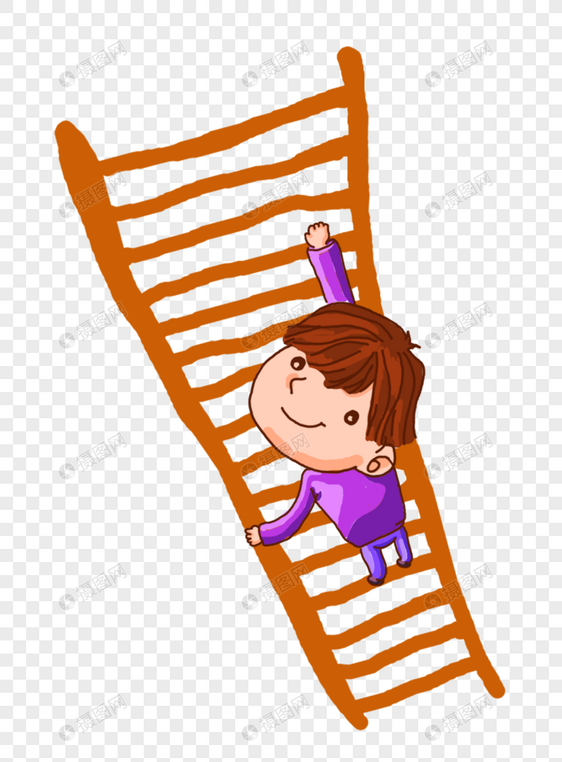 爬梯子的小男孩