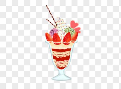 草莓冰淇淋分层水果高清图片