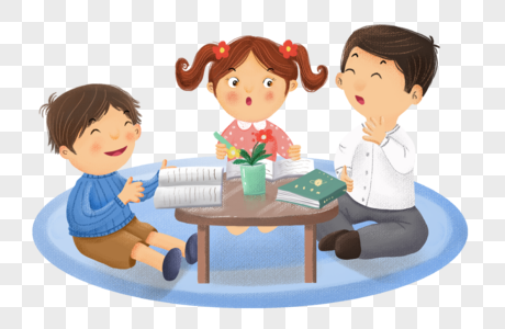 卡通人物做作业图片_卡通人物做作业素材_卡通人物做作业高清图片_摄图网图片下载