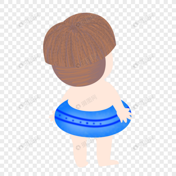 游泳小男孩背影