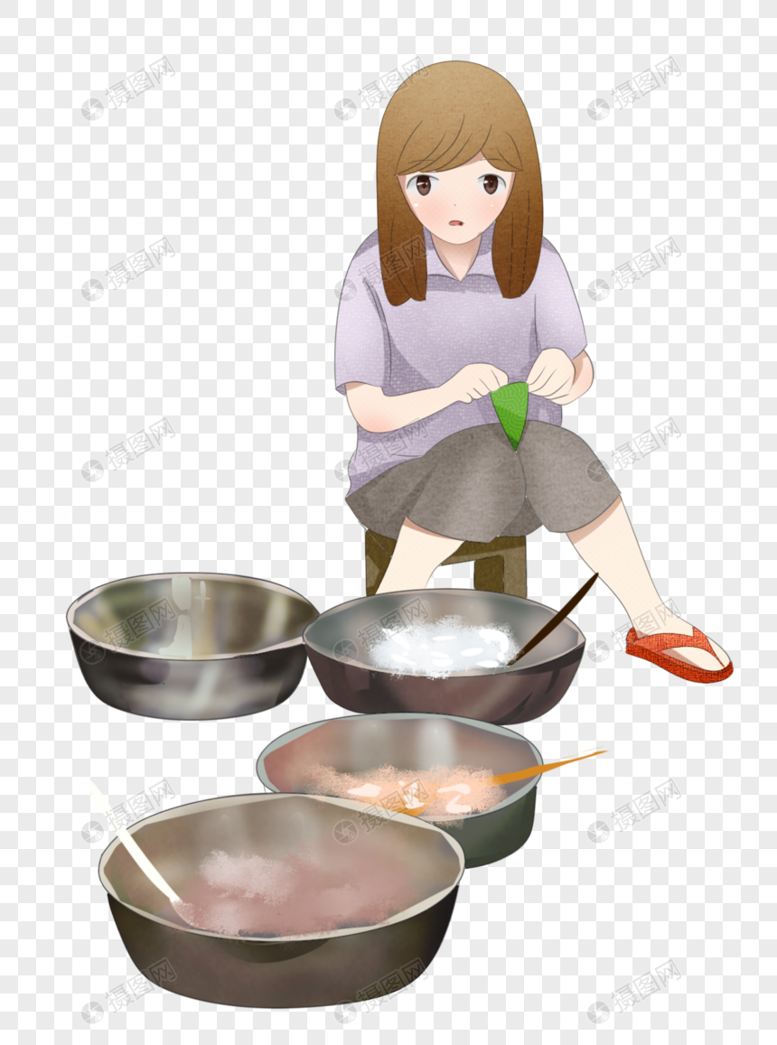 包粽子的女孩
