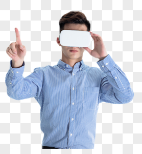 年轻男子带VR 眼镜体验虚拟现实图片