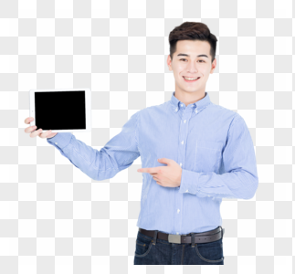 商务男士手拿平板电脑图片