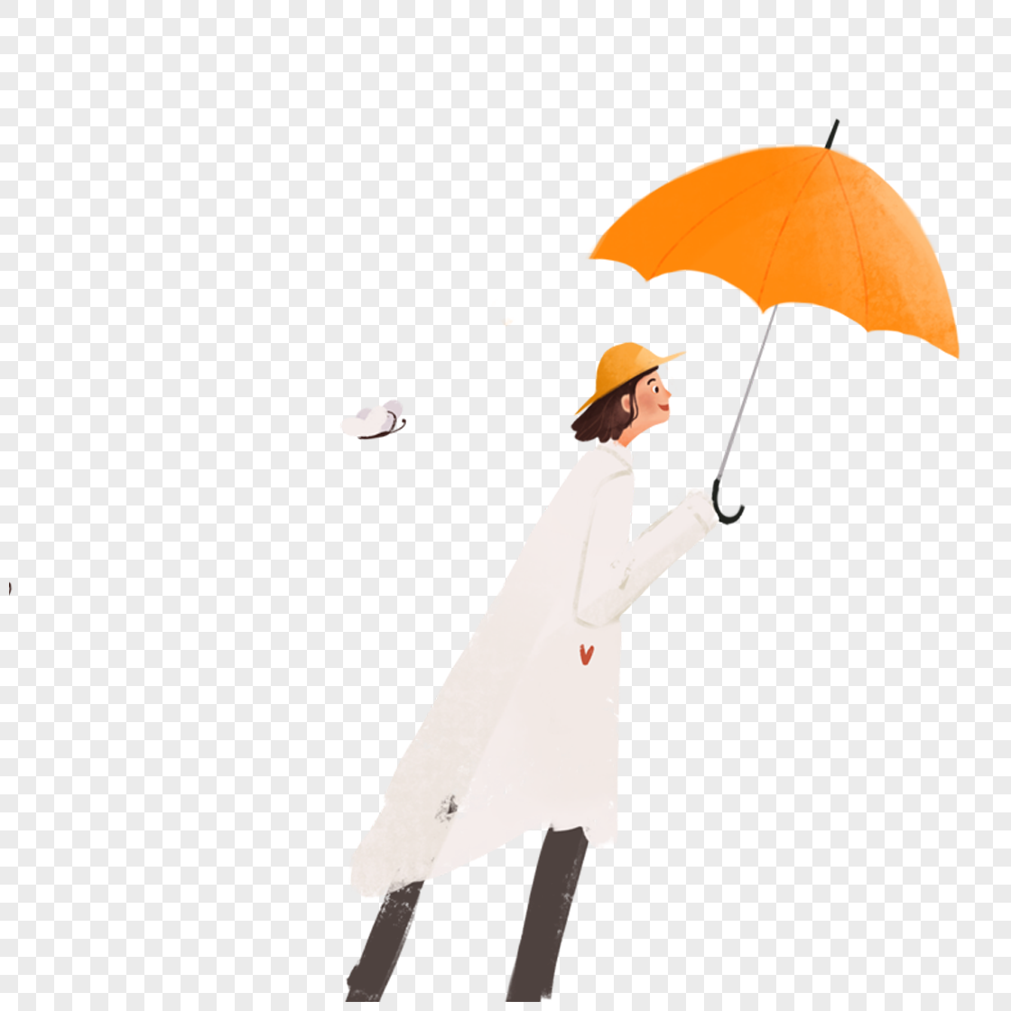 图片 素材 手绘/卡通元素 打伞女孩.