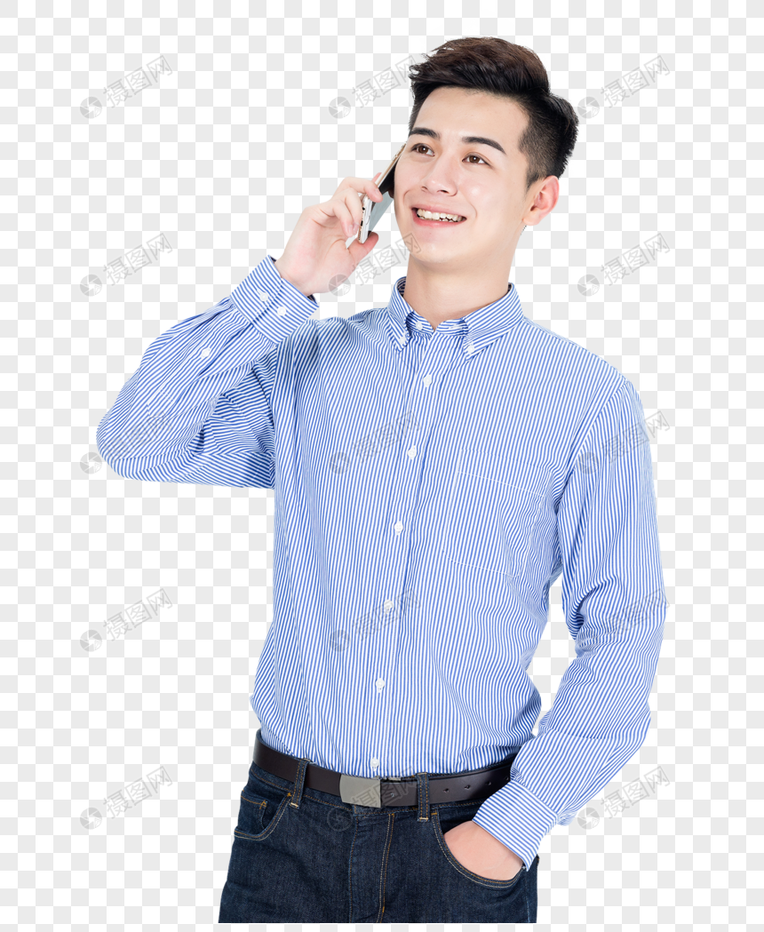 青年男性打电话交流沟通状态图片
