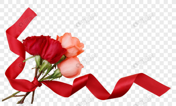 唯美红色玫瑰花元素图片