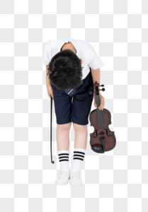 拉小提琴表演的小男孩高清图片