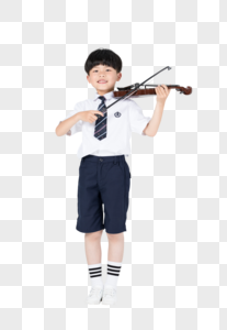 拉小提琴表演的小男孩高清图片