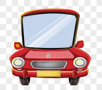 红色小汽车玻璃前视图高清图片