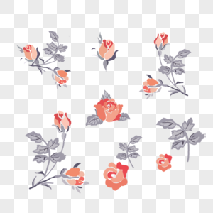 手绘玫瑰花元素图片