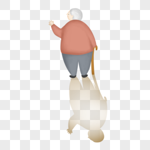老人走老奶奶素材