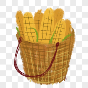 手绘玉米篮子高清图片