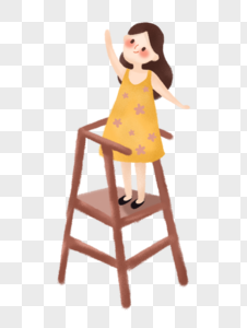 站在椅子上的女孩图片