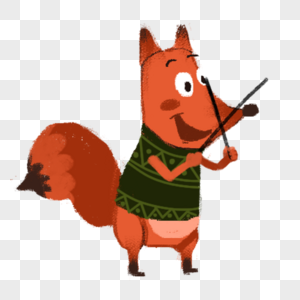 手绘拉小提琴的小狐狸图片