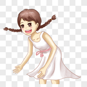马尾辫卡通女生图片